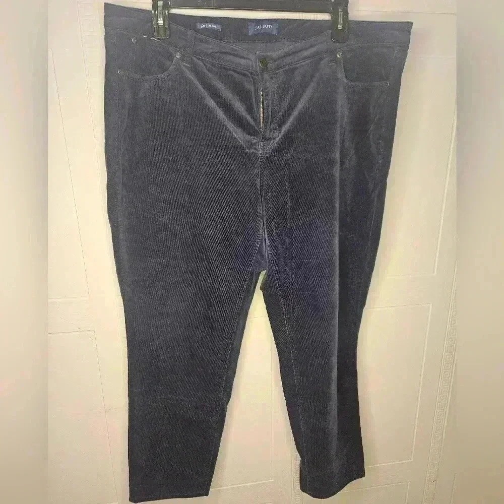 Talbots Flawless Slim Leg Ankle Mid-rise Navy Fine Whale Corduroy Pants 20W EUC